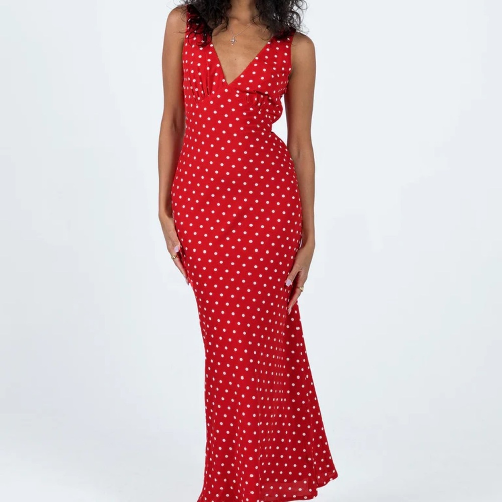 PRINCESS POLLY MAXI DRESS RED POLKA DOT